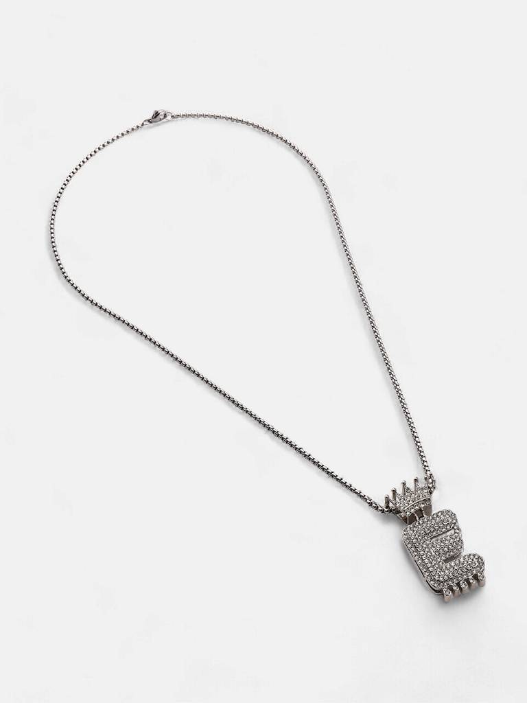Men'S The Drip Alphabet Pendant Necklace - Metallic Silver : FANC1096-E
