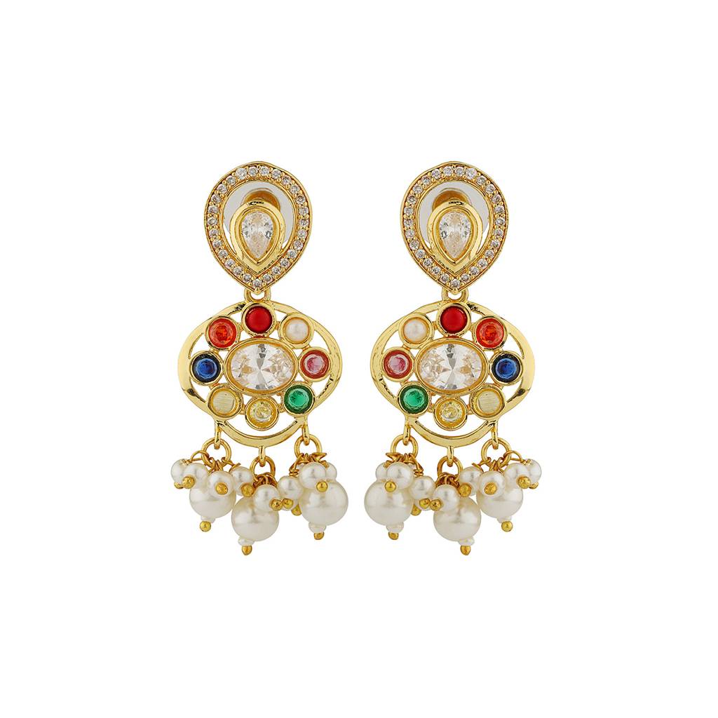 Navratna Fluid Elegance Short Necklace Set : 8905124570915