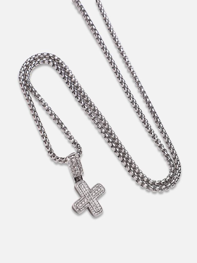 Men'S Embellished Alphabet Pendant Necklace - Silver : FANC1071-X