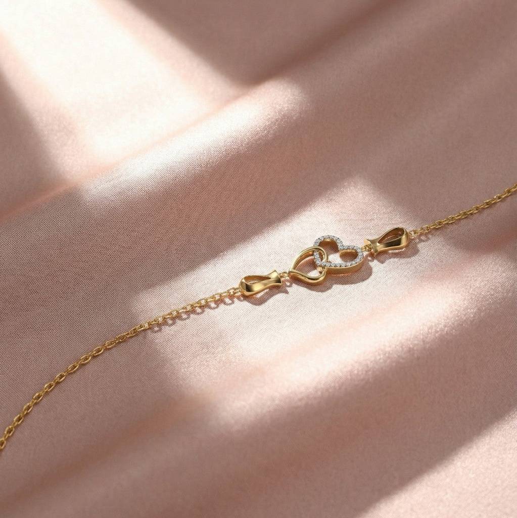 18K Gold Vermeil Interlocking Heart Tulip Bracelet : KBC0041