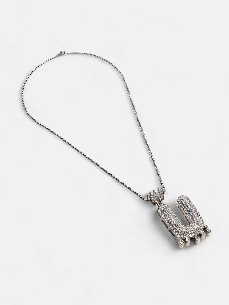 Men'S The Drip Alphabet Pendant Necklace - Metallic Silver : FANC1096-U