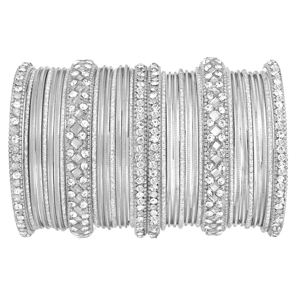 Diamond Metal Chuda Bangle Set Indian Traditional Bridal Wedding Fashion Jewellery For Women : PF51B36S
