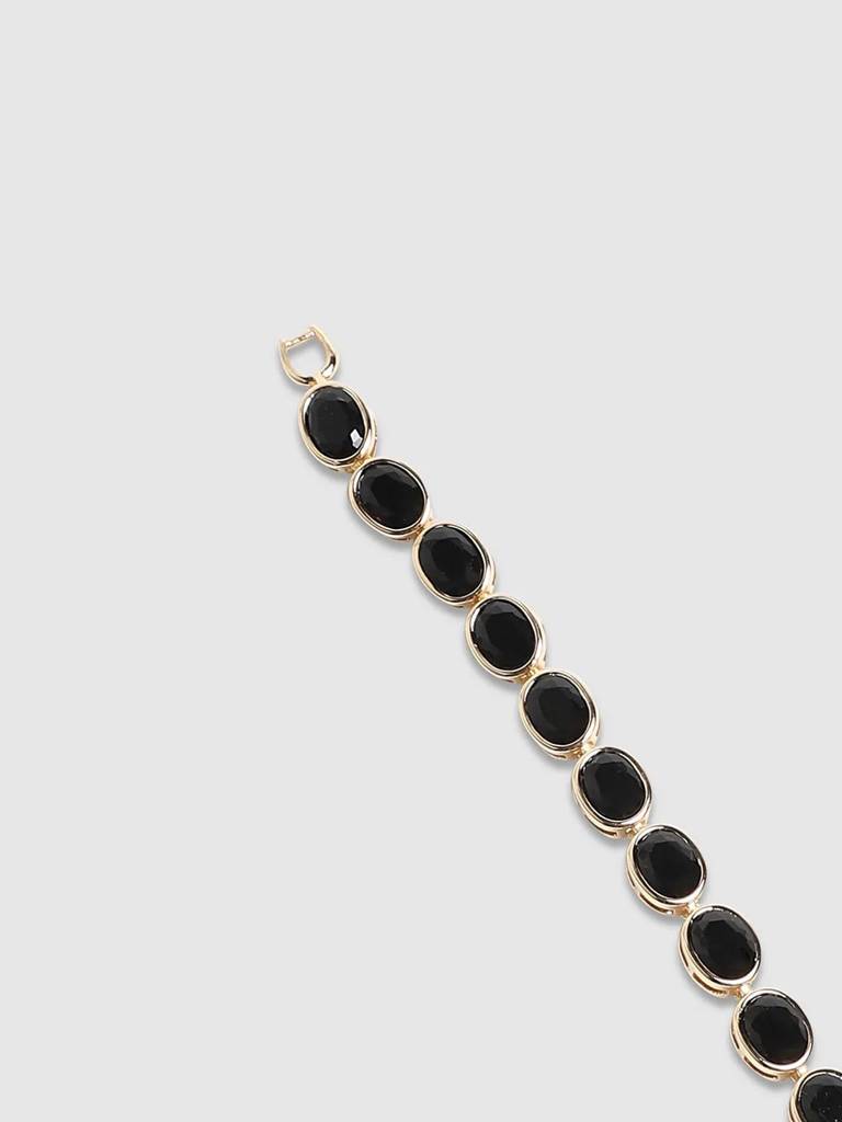 Men'S Oval Stone Tennis Bracelet - Charcoal Black : FABR1099