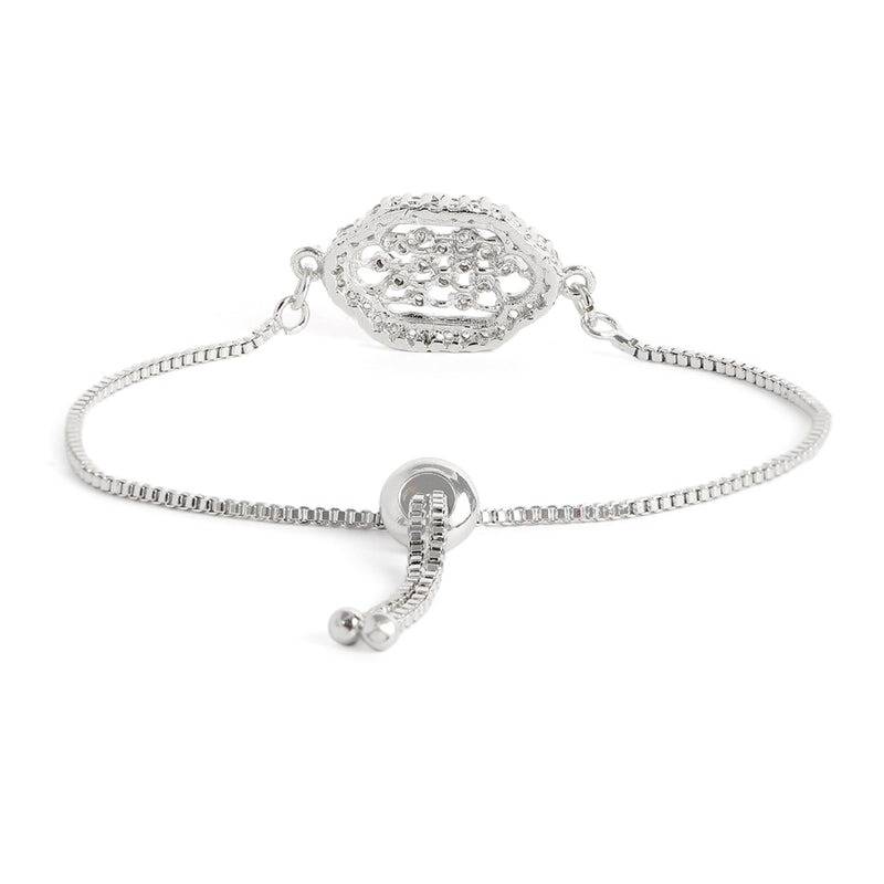 Dazzling Cz Oval Motif Slider Bracelet | Gift For Her : AD-165-IRWEBR