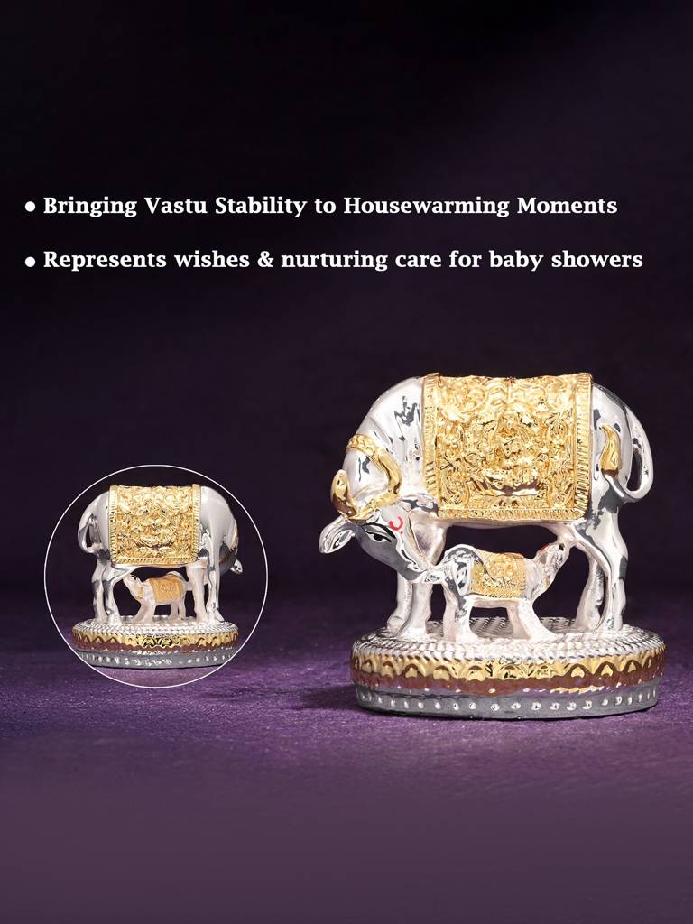 999 Silver Plated Kamdhenu Idol : BYGFT275