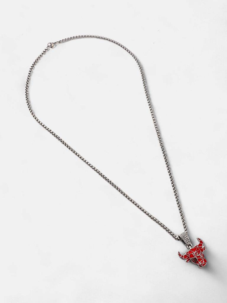 Men'S The Bull Pendant Necklace - Crimson Red : FAPD1118