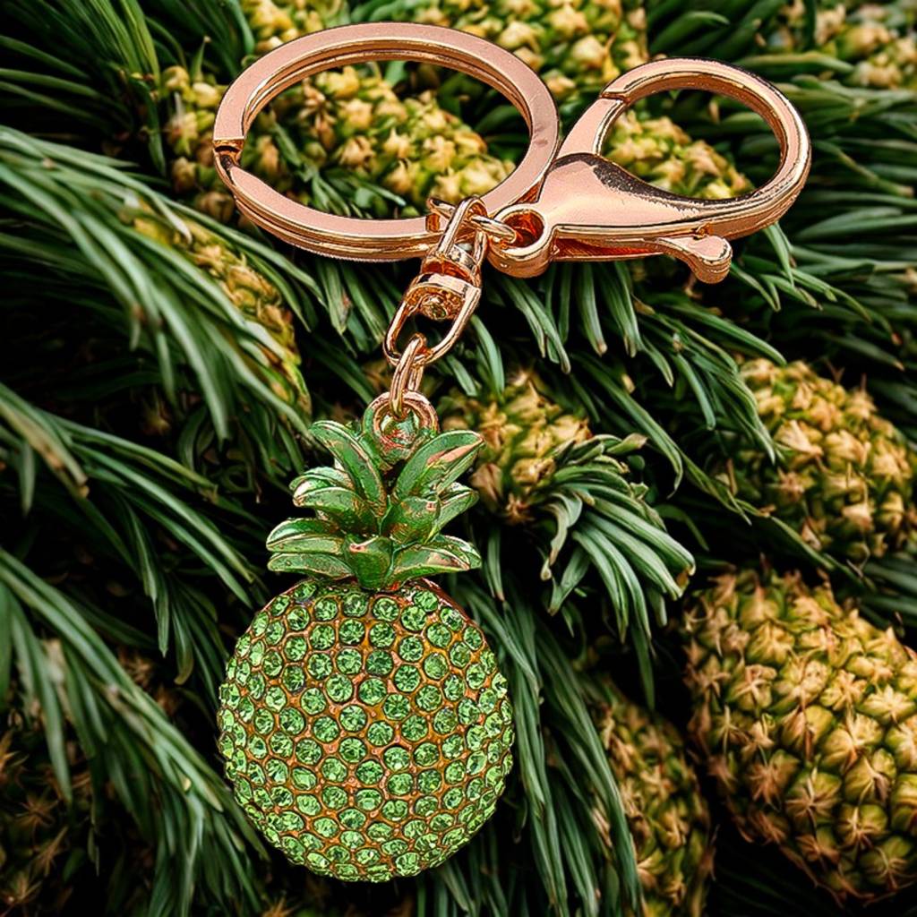 Pineapple Crystal Bag Charm : C-BG-0051-G-GR
