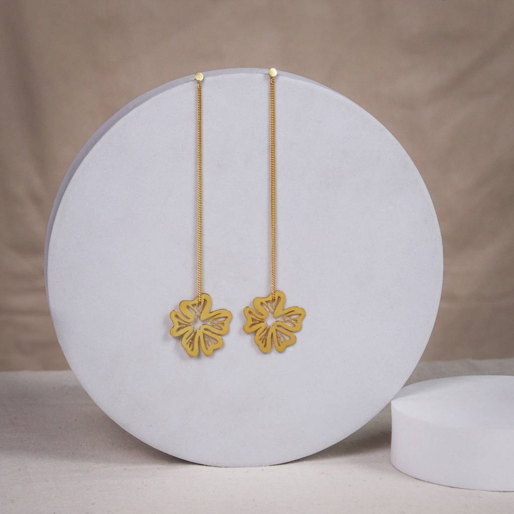 Silver Gulmohar Filigree Laser Cut Dangler Earring |  92.5 Silver | 22K Gold Plated  (Gold Plated) : 22146967