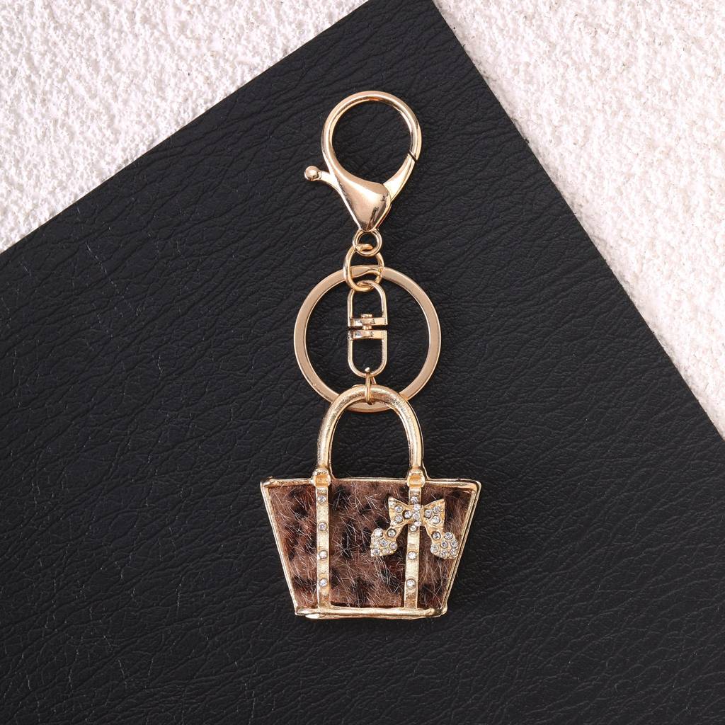 Leopard Print Bucket Bag Charm-Brown : C-BG-0065-G