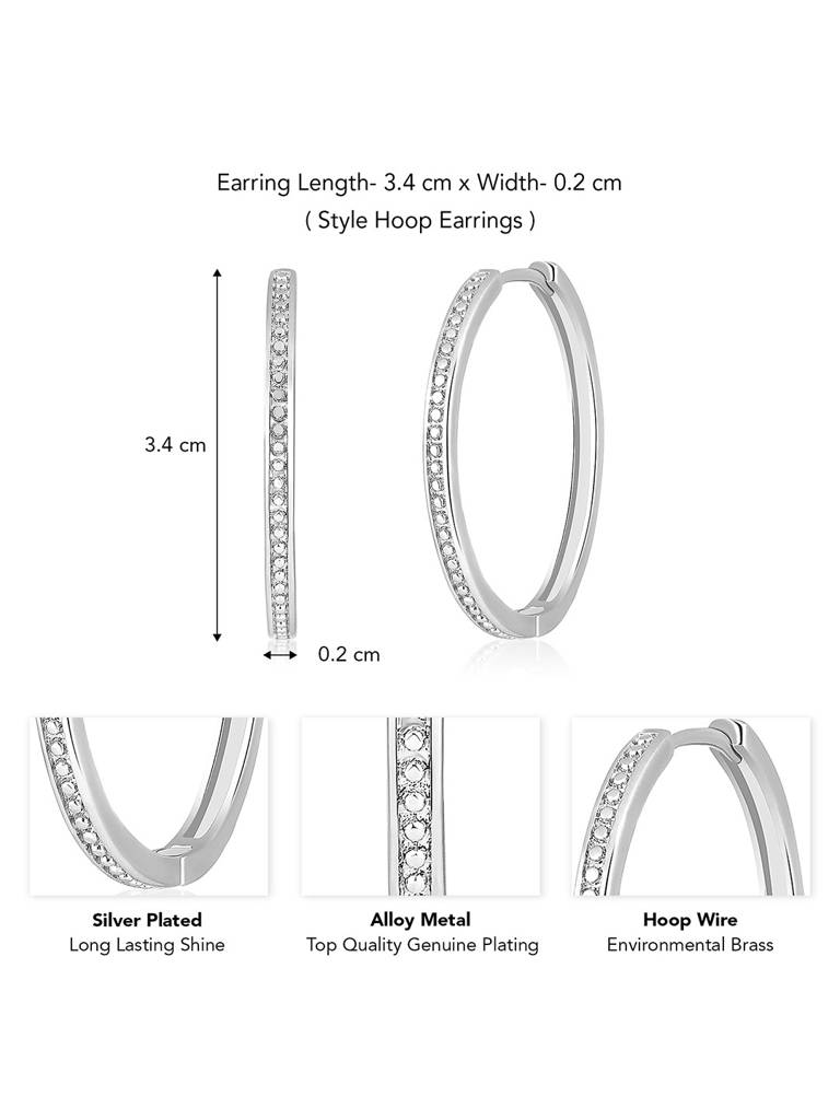 Combo Set Silver And Gold Plated Cubic Zirconia Studded Hoop Earrings Trending Fashion Jewellery For Women & : PX8E36G-PX8E195