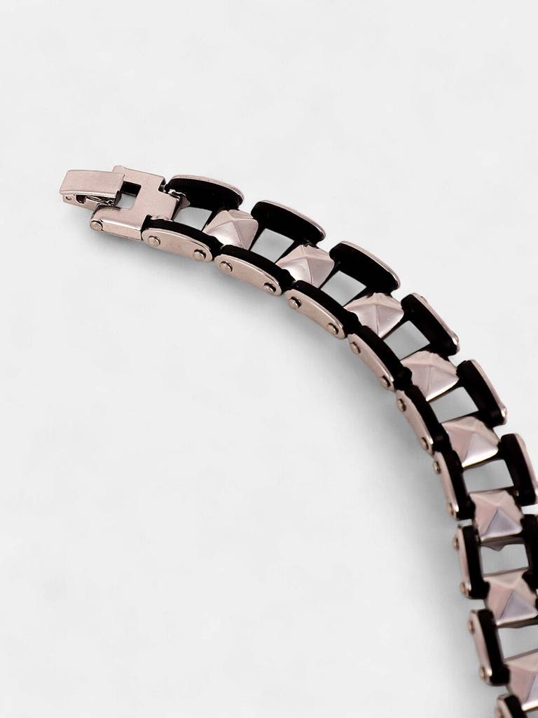 Men'S The Studded Chain Bracelet - Onyx Black & Metallic Silver : FABR1324