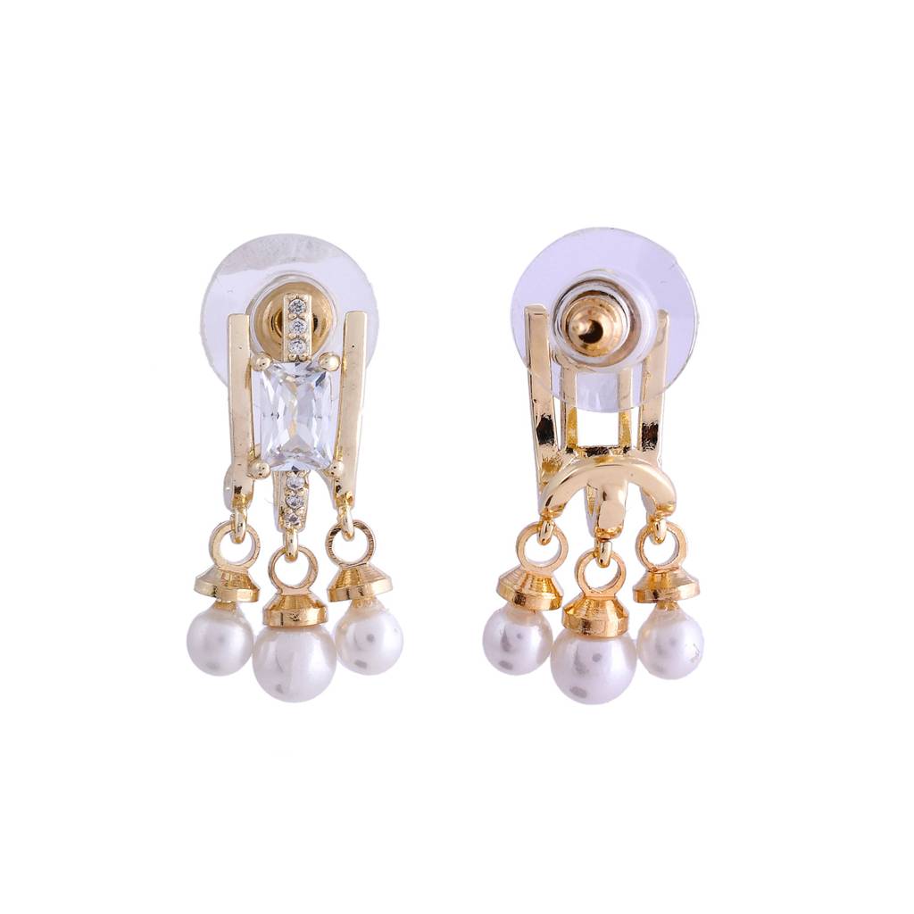 Sparkling Elegance Crystal Pearl Drop Stud Earrings : 8905124552805