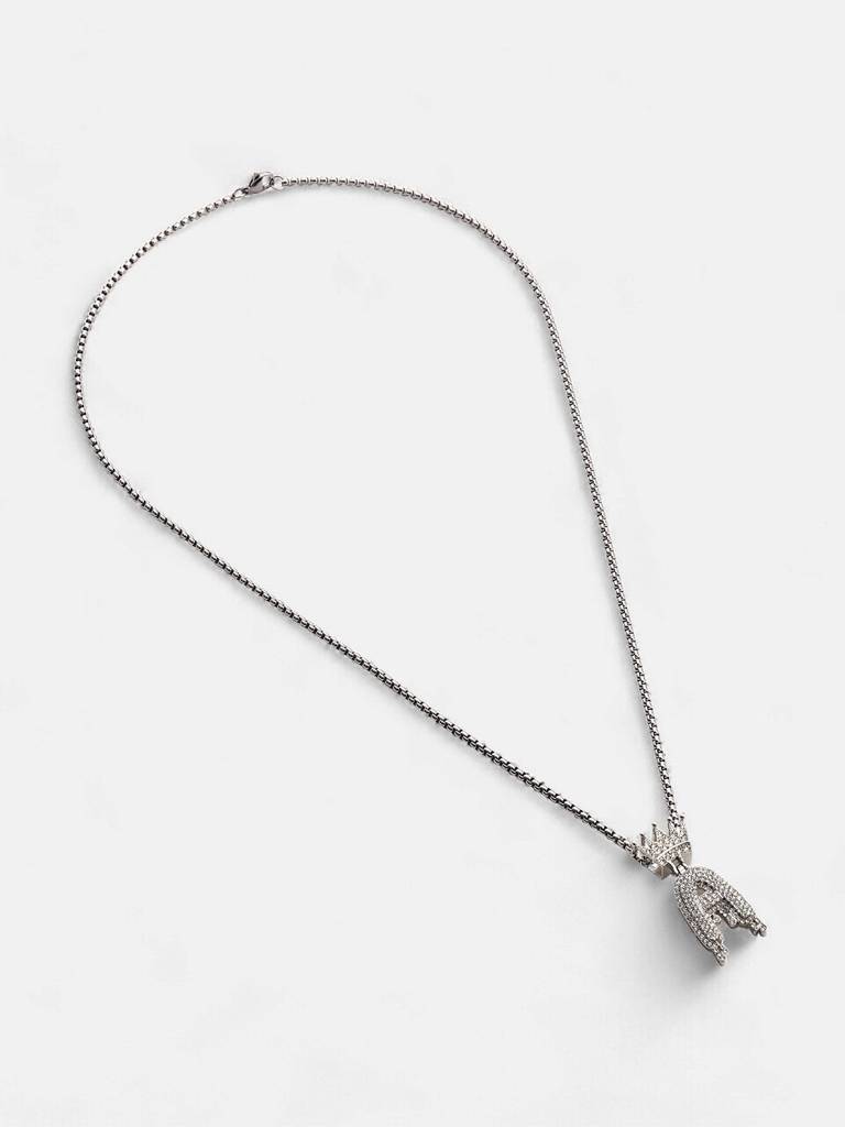 Men'S The Drip Alphabet Pendant Necklace - Metallic Silver : FANC1096-A