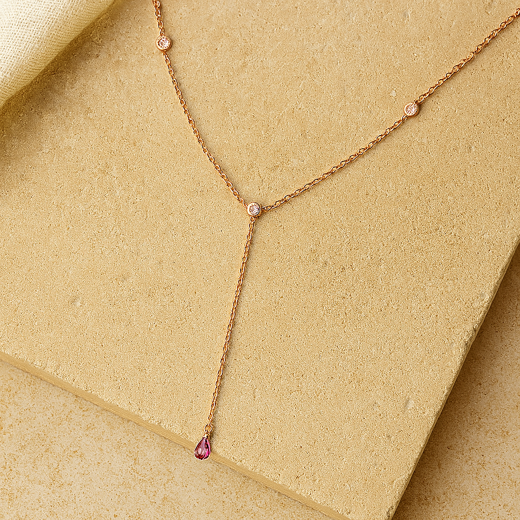 Ruby Duet Lariat Necklace : PEN_RUBYDU_S_3122