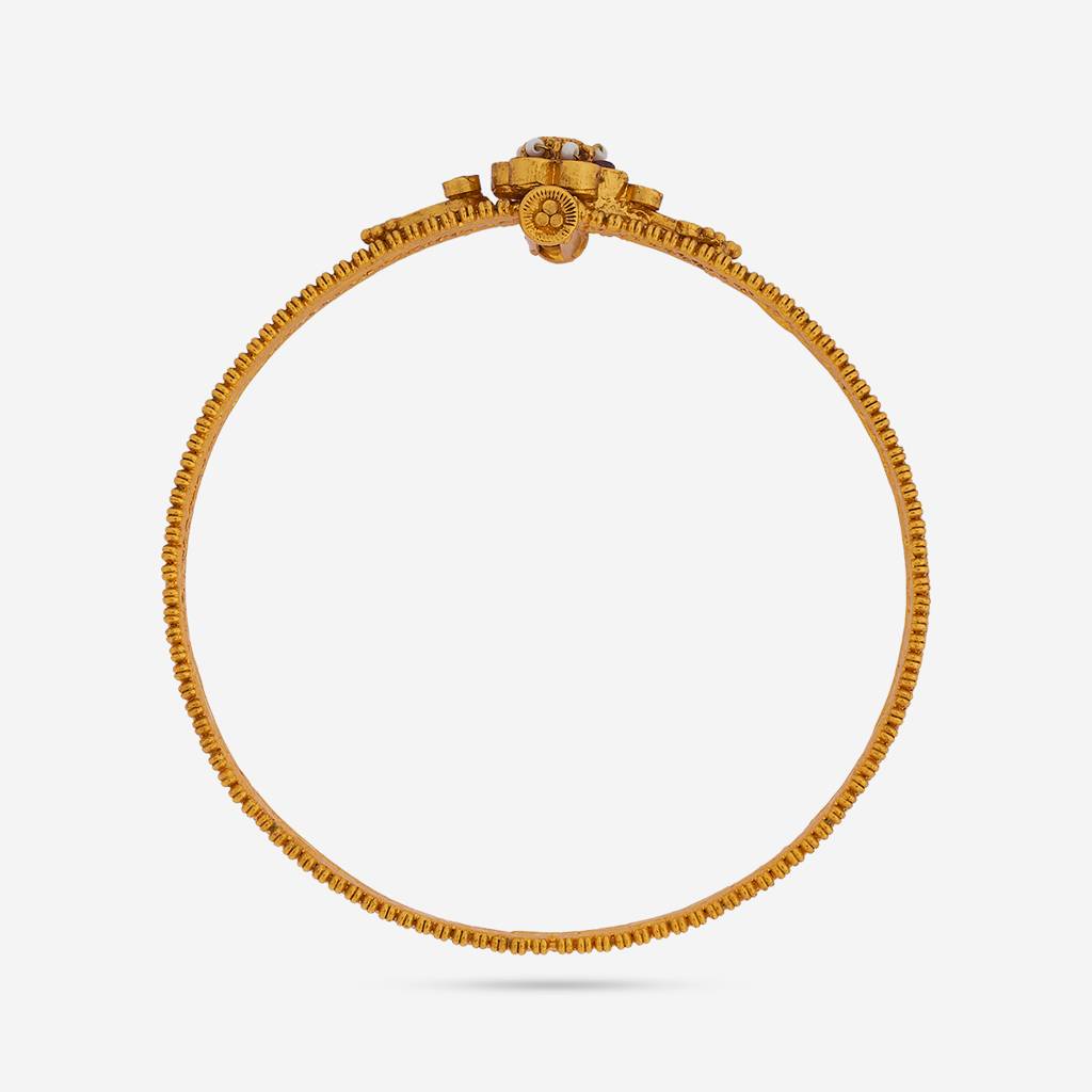 Ruby-Green Gold - Plated Festive Antique Kada - 436024 : 436024