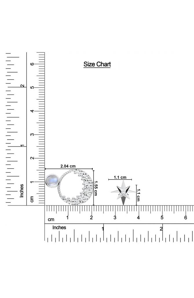 925 Sterling Silver Rainbow Moonstone And Moissanite Pendant Necklace : SILLUXP006_S