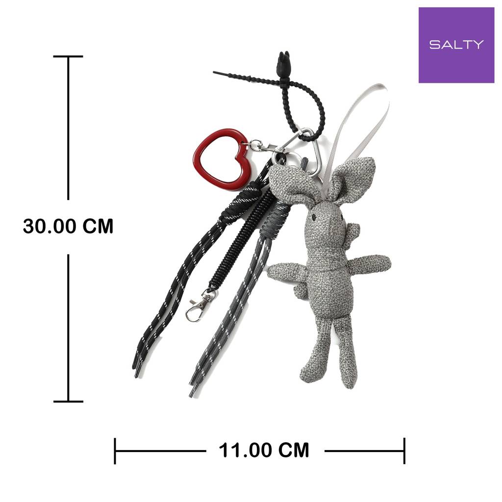 Croche Bunny & Heart Mirror Bag Charm : C-BG-0036-BK