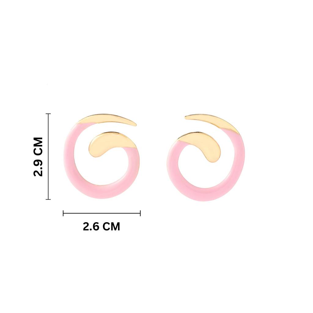 Pink Spiral Luxury Gold Earring : ES13415-G-PNK
