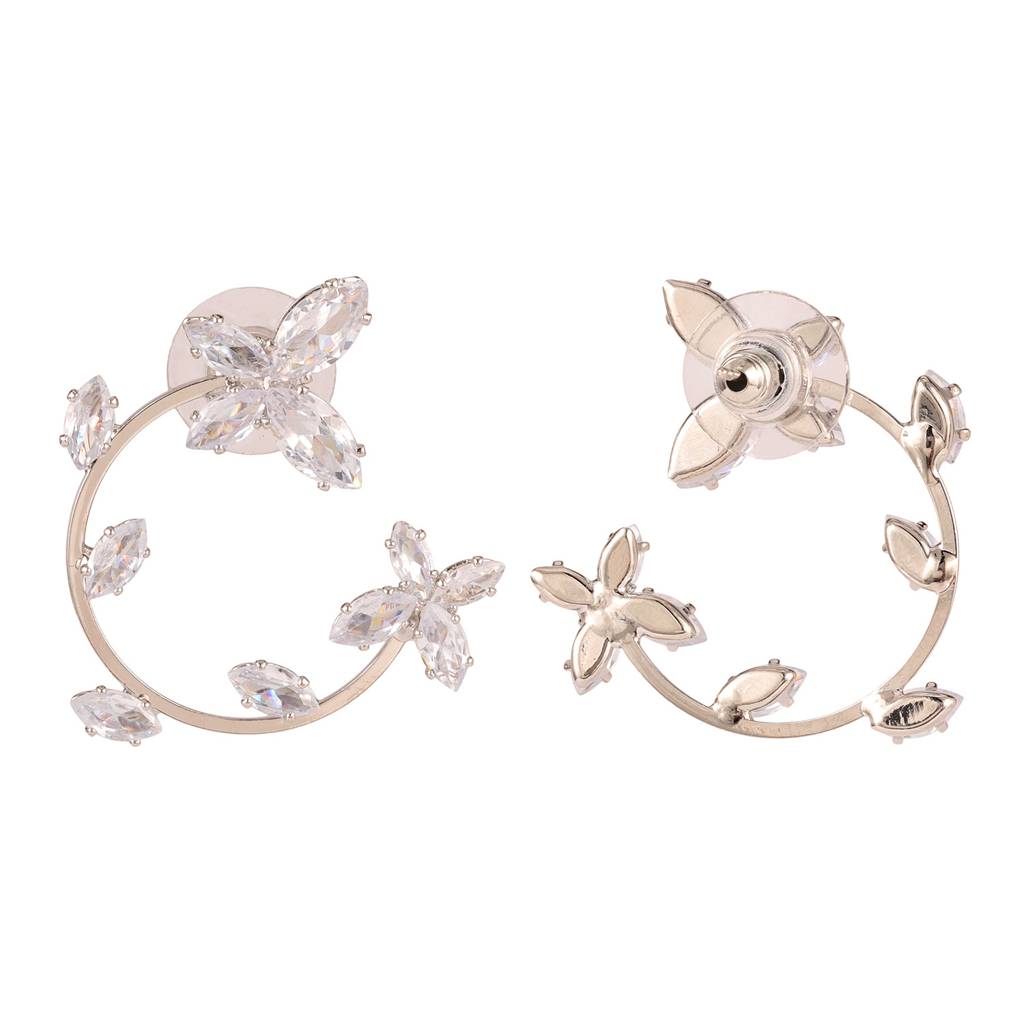 Korean Bling Daisy Dream Crystal Hoop Earrings : 8905124563658