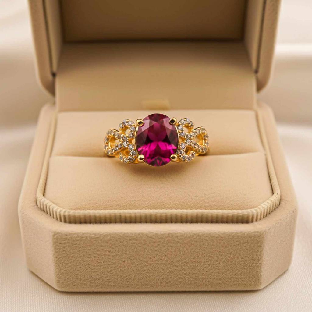 Silver Red Ruby Designer Ring : ZLR-1210-10