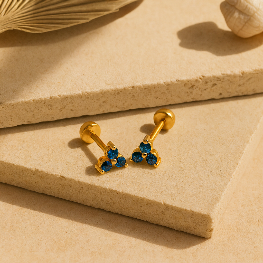 Sapphire Trio Studs : STU_SAPPHTR_S_3110