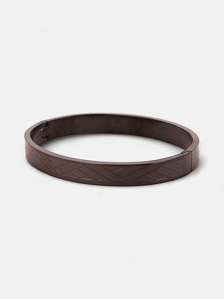 Men'S The Heringbone Bangle Bracelet - Onyx Black : FABR1313