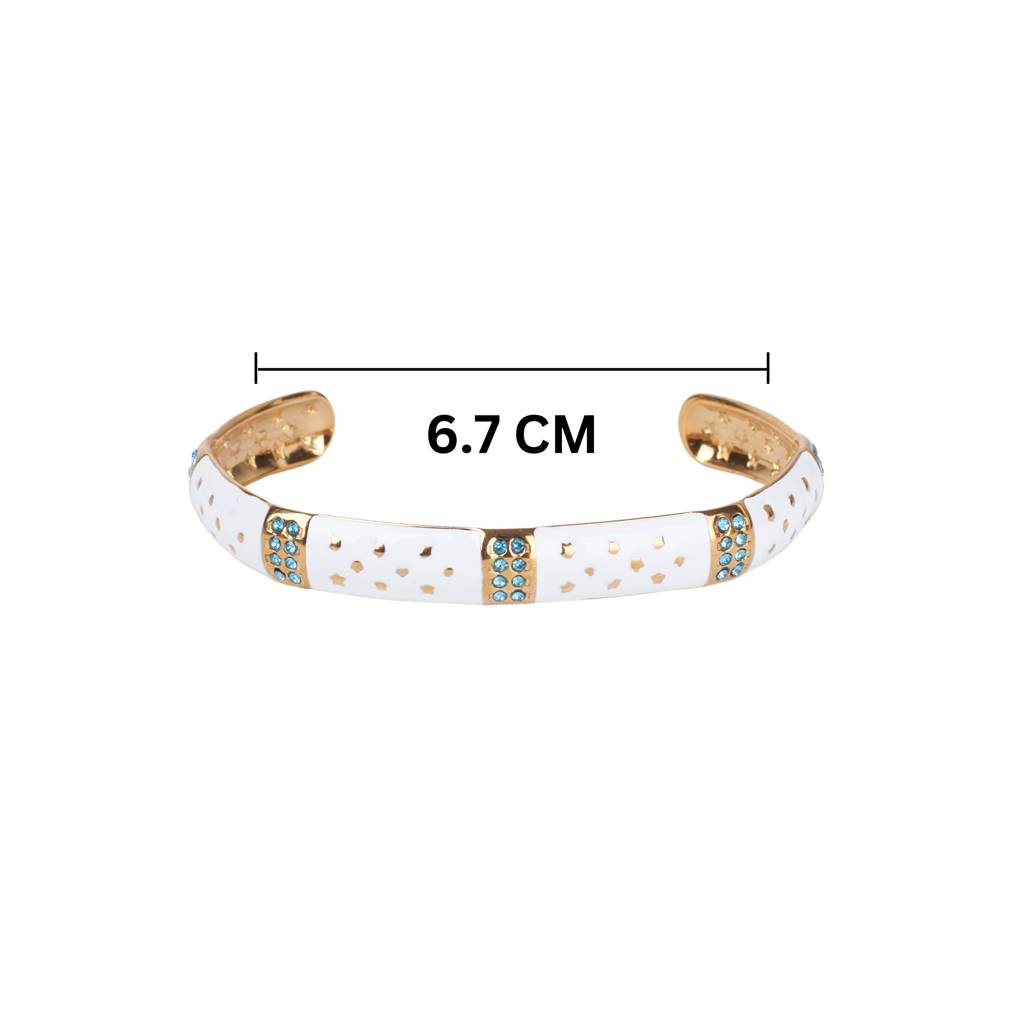 Opulent Gold Cuff Accents Bracelet : BS14118-G-WHT