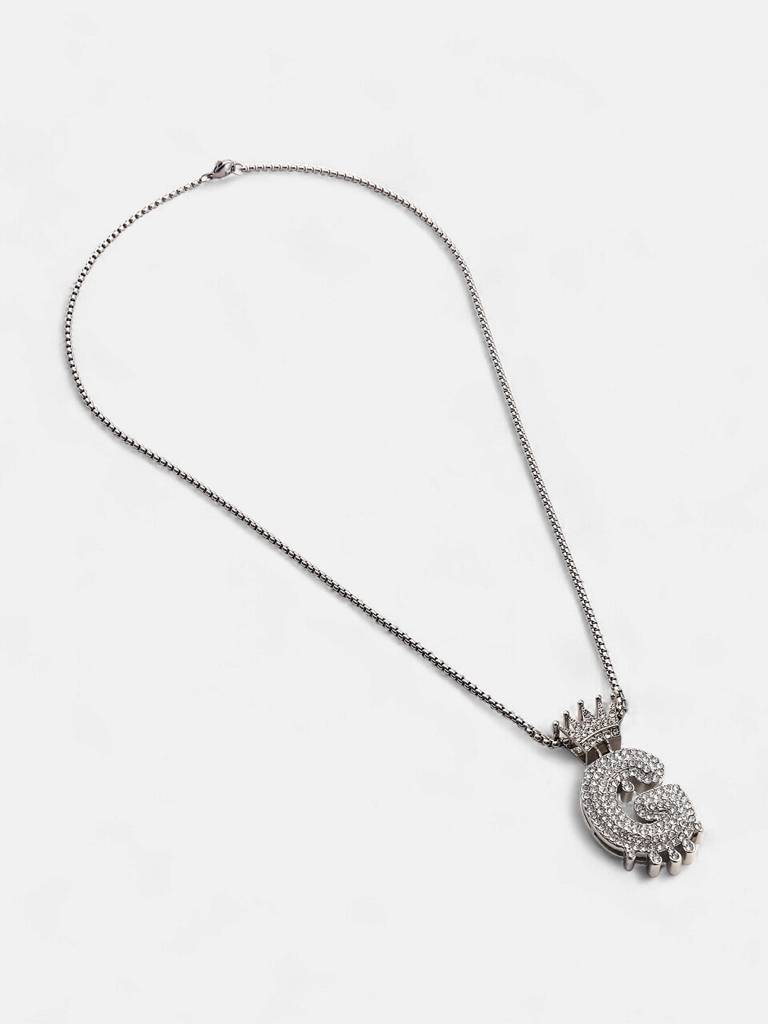 Men'S The Drip Alphabet Pendant Necklace - Metallic Silver : FANC1096-G