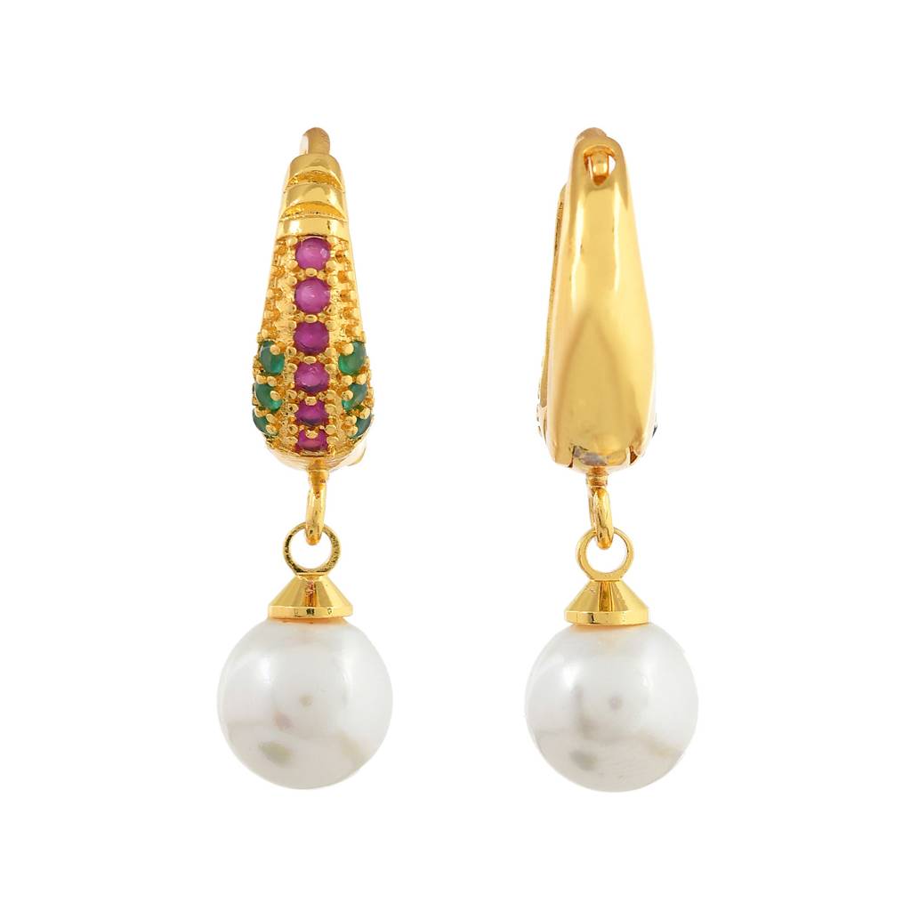 Sparkling Essentials Pearly Noor Hoop Earrings : 8905124547474