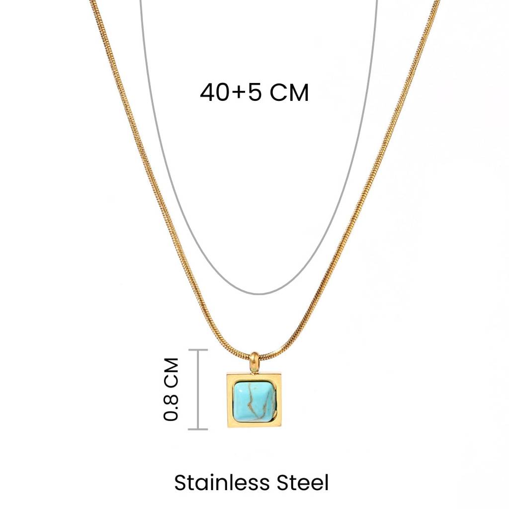Sapphire Square Gold Necklace : NS13346-G-BLU
