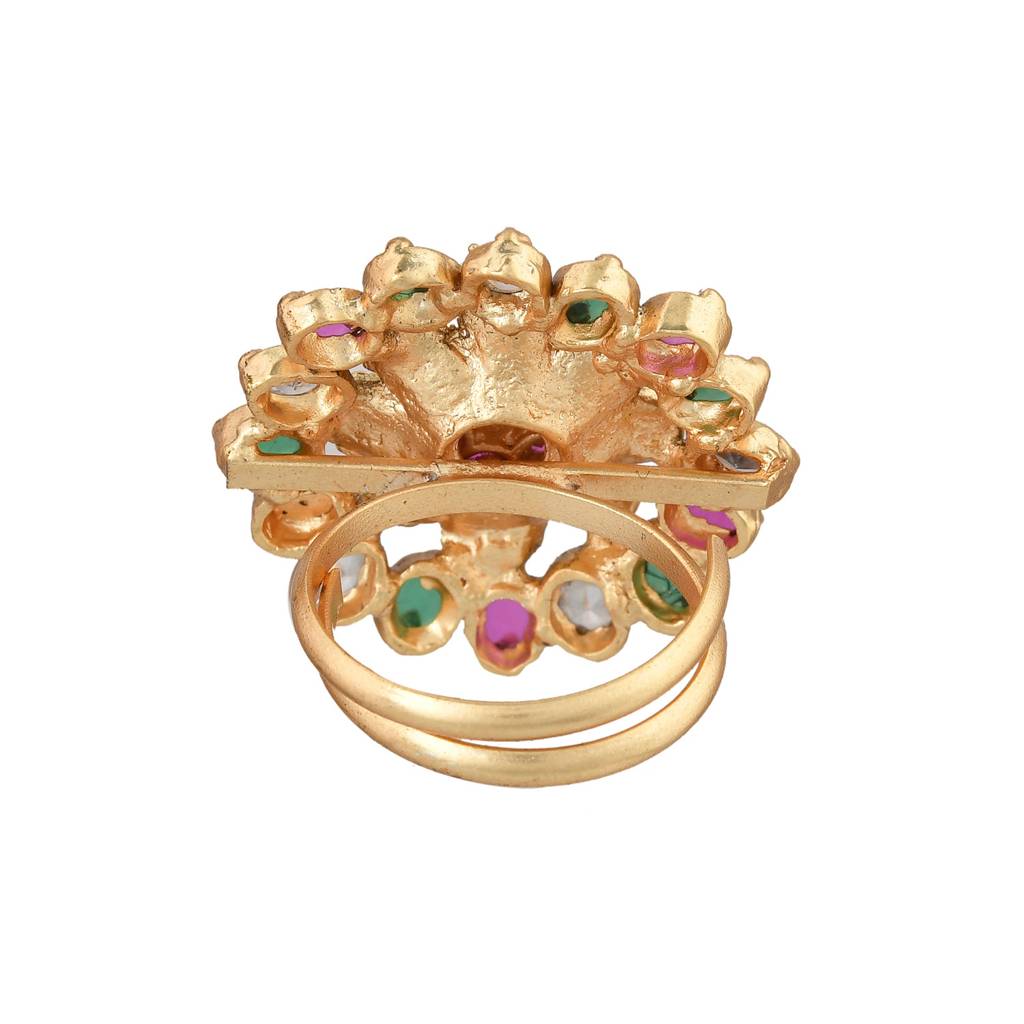 Gold Opulence Kumudini Temple Ring : 8905124543148