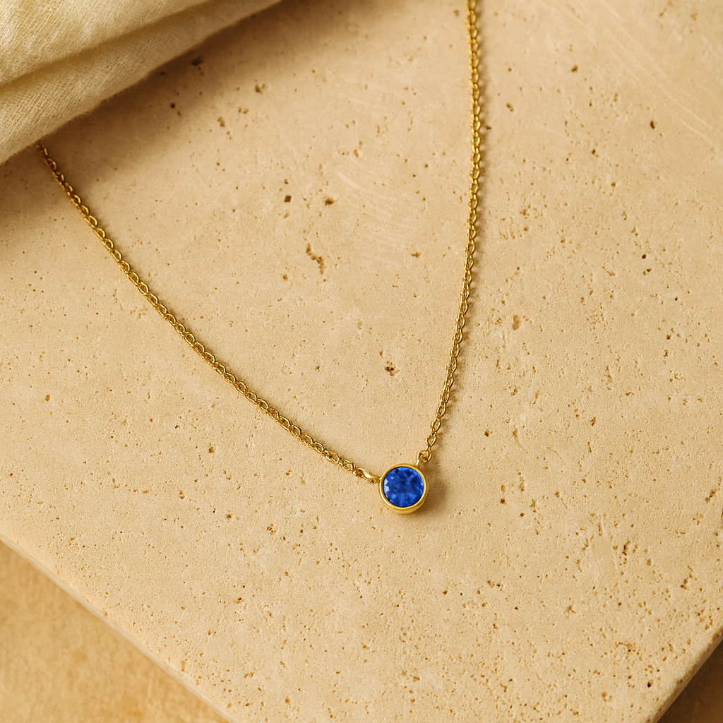Sapphire Solitaire Necklace : PEN_SAPPHSO_S_3050