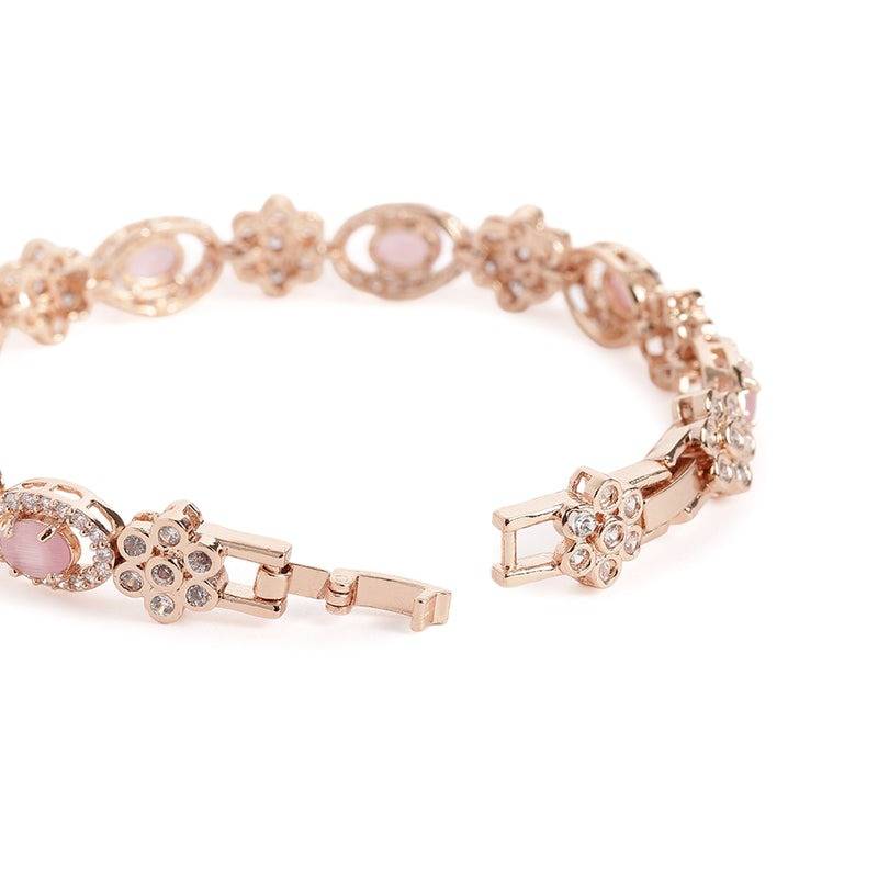 Rose Gold Plated Cz Tennis Bracelet For Women | Elegant Wear : AD-142-RGMPBR