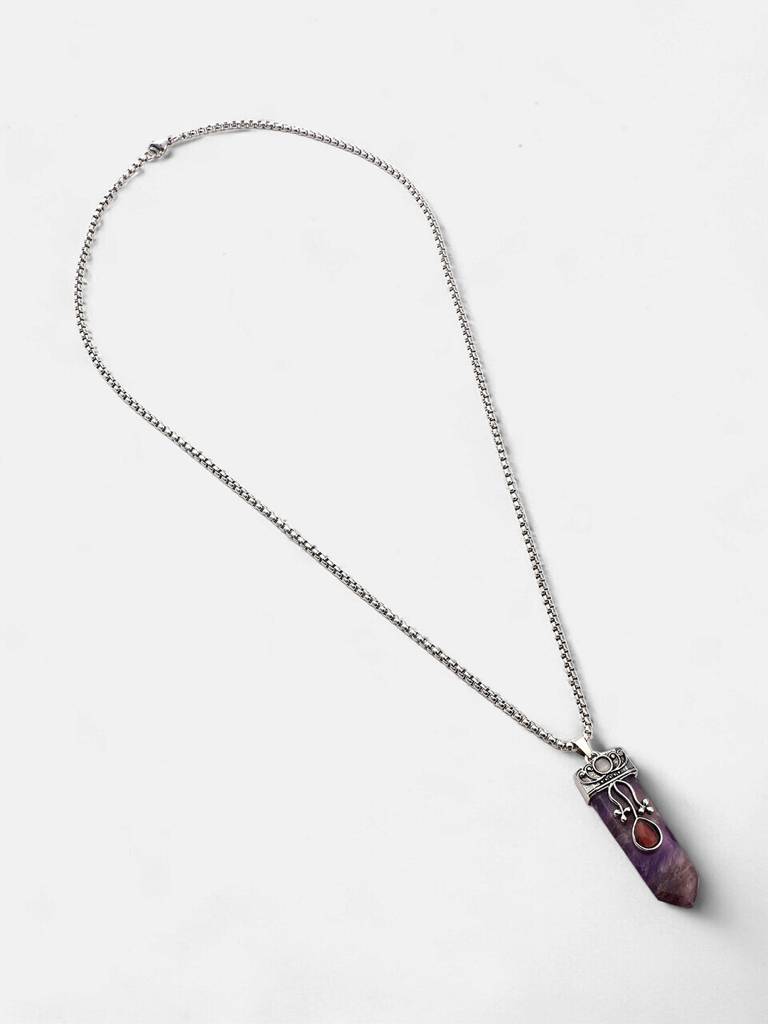 Men'S The Flora Crystal Pendant Necklace - Amertyst Purple : FAPD1112