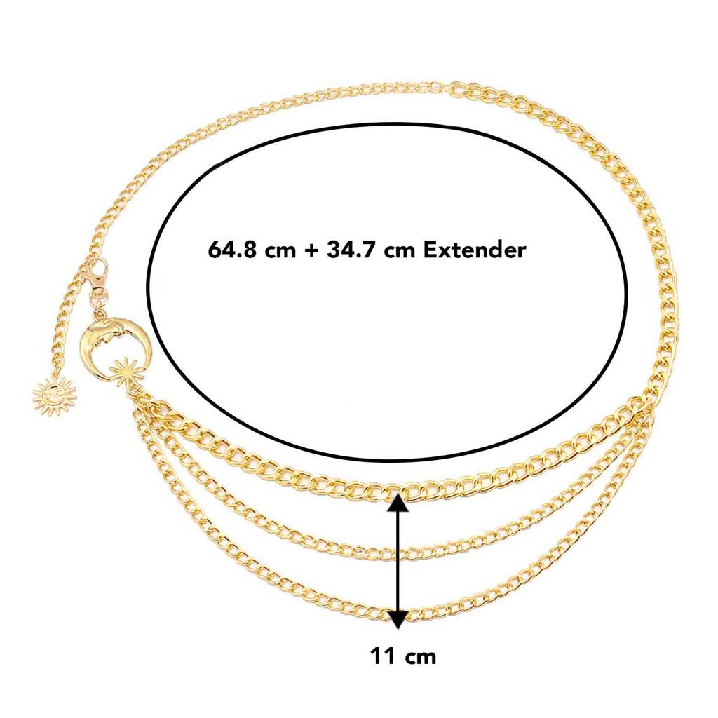 Combo Gold Plated Body Chain Kamarbandh Belly Waist Chain Dress Belt Chain Summer Beach Jewellery For  : PX8BCH010G-PX8BCH006G