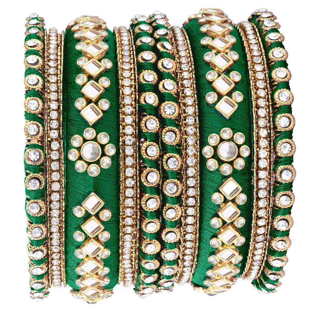 Peora Velvet Matching Fancy Silk Thread Chuda Bangle Set Navratri Gift For Women : PF51B46DGW