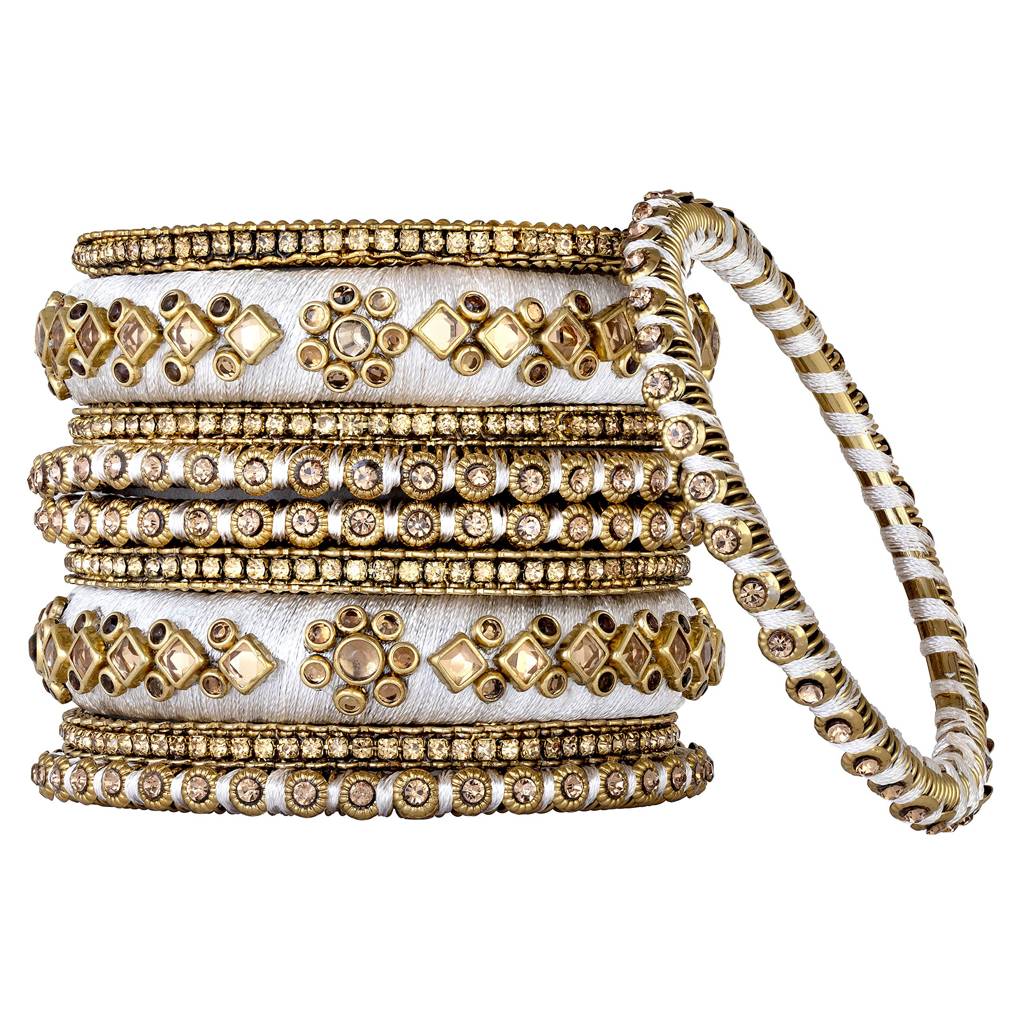 Peora Velvet Matching Fancy Silk Thread Chuda Bangle Set Navratri Gift For Women : PF51B46W