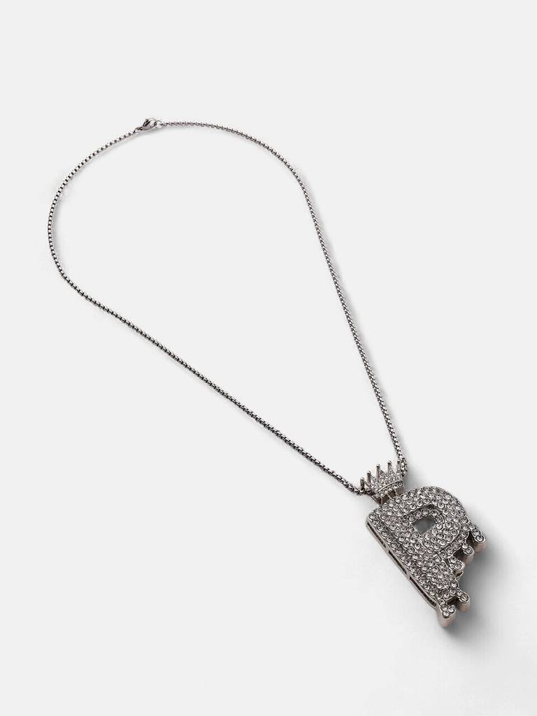 Men'S The Drip Alphabet Pendant Necklace - Metallic Silver : FANC1096-P