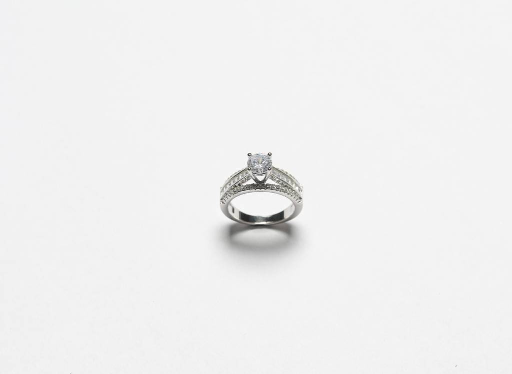 Queens Triband 1 Carat Solitaire Wedding Ring On Pure 925 Silver : TR31132_2