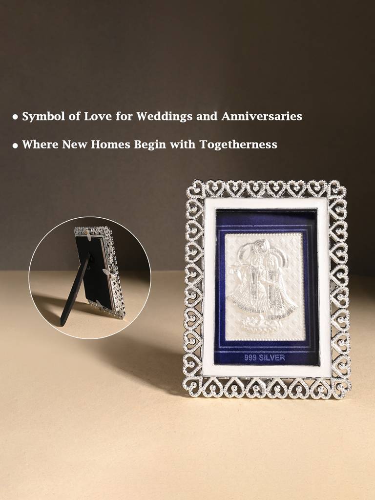 999 Silver Radha Krishna Photo Frame : AFGFT151