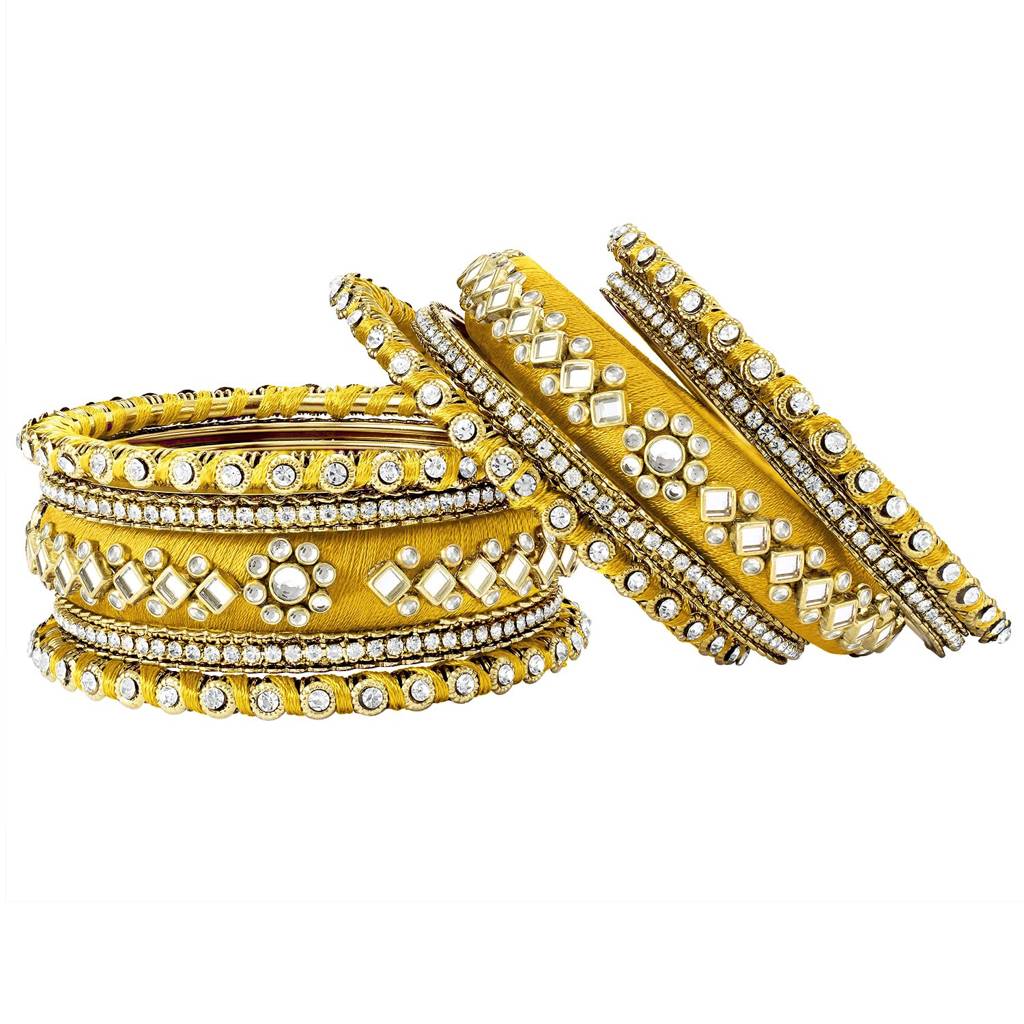 Peora Velvet Matching Fancy Silk Thread Chuda Bangle Set Navratri Gift For Women : PF51B46YW-8