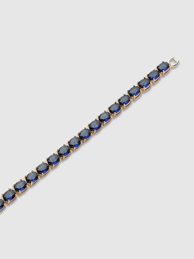 Men'S Oval Stone Tennis Bracelet - Sapphire Blue : FABR1097