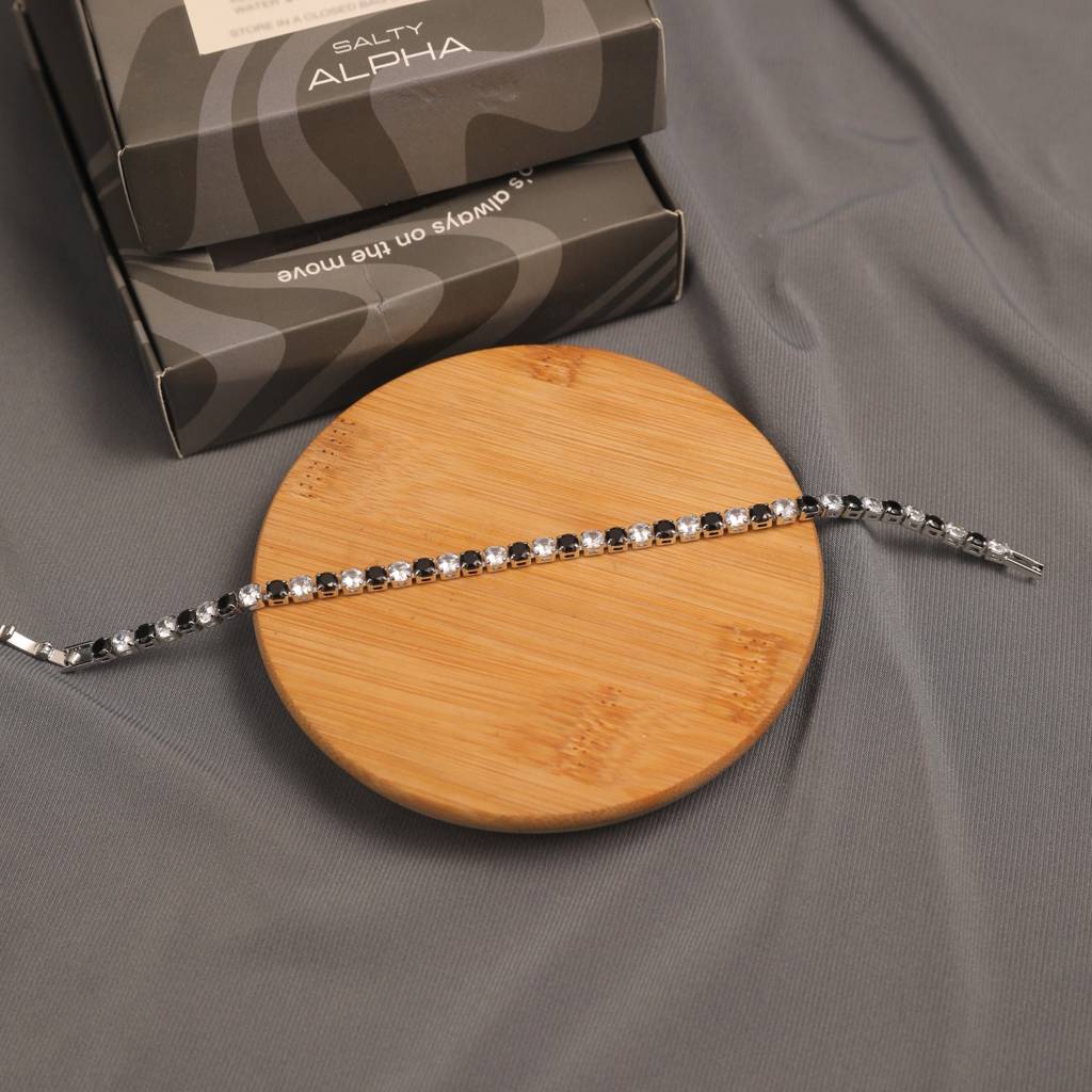 Two Tone Radiance Tennis Bracelet : MB1S0979-S-BK