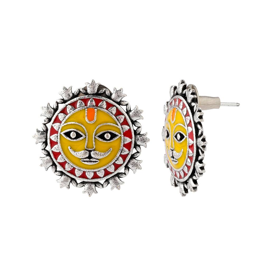 Madhubani Surya Sutra Oxidised Enamel Necklace Set : 8905124560770