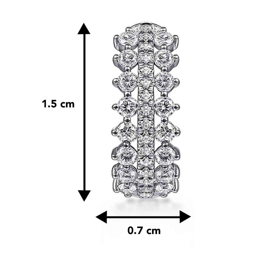 Combo Set Of Silver Plated Cubic Zirconia Studded Hoop Earrings With American Diamond Studded Finger Ring  : PX8R70S-7-PX8E182