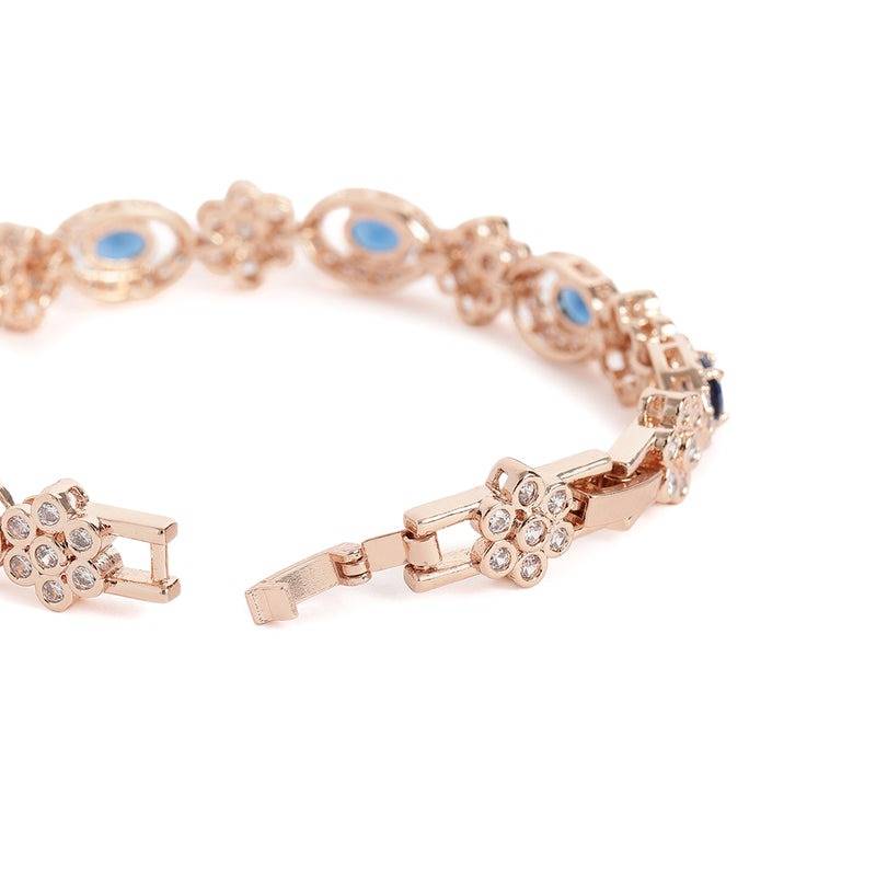 Rose Gold Plated Cz Tennis Bracelet For Women | Elegant Wear : AD-142-RGBLBR