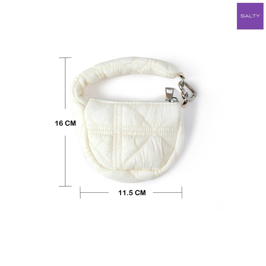 Mini Quilted Puff Bag Charm : C-BG-0091-WH