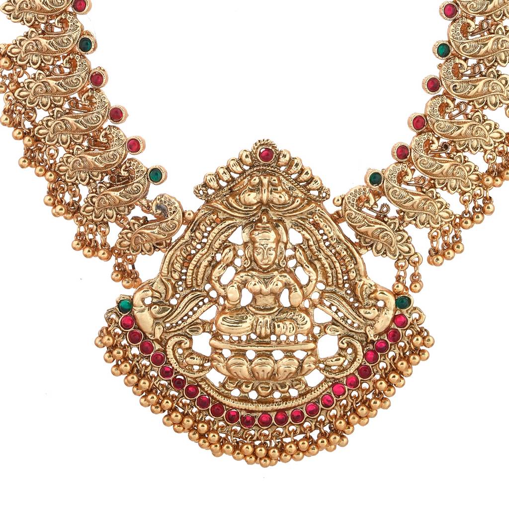 Gold Opulence Sowbhagya Temple Necklace Set : 8905124543018
