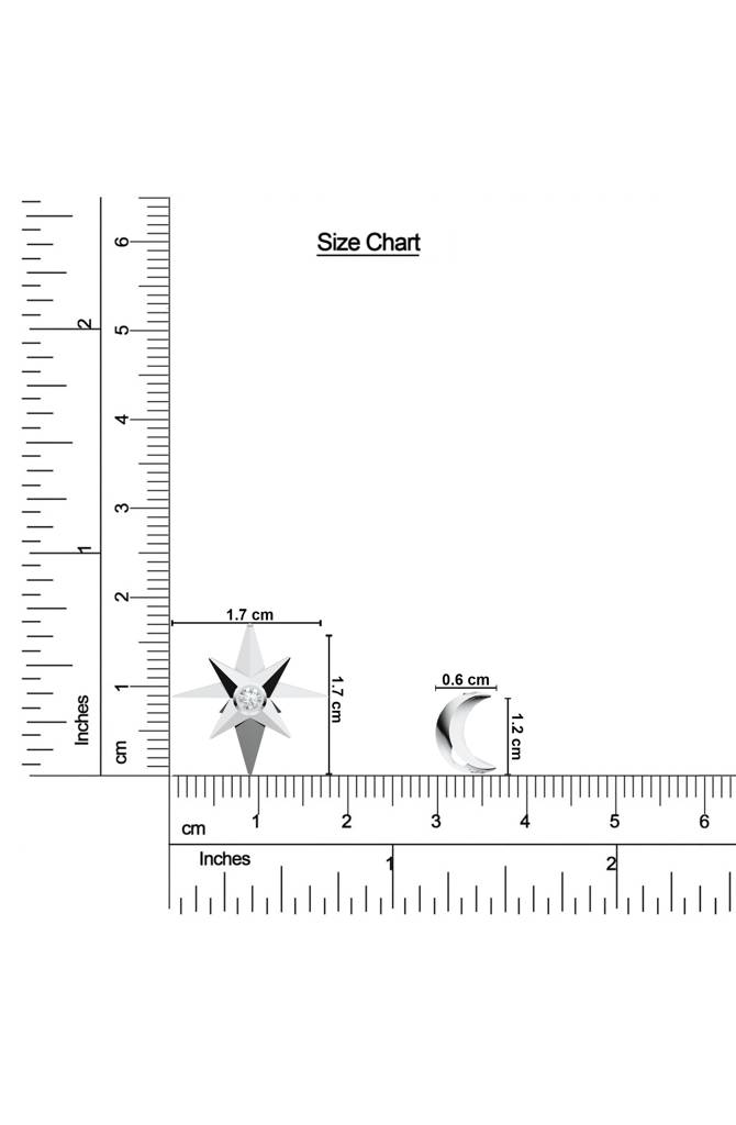 Celestial Star & Crescent Moon Moissanite Pendant Necklace In 925 Sterling Silver : SILLUXP001_S