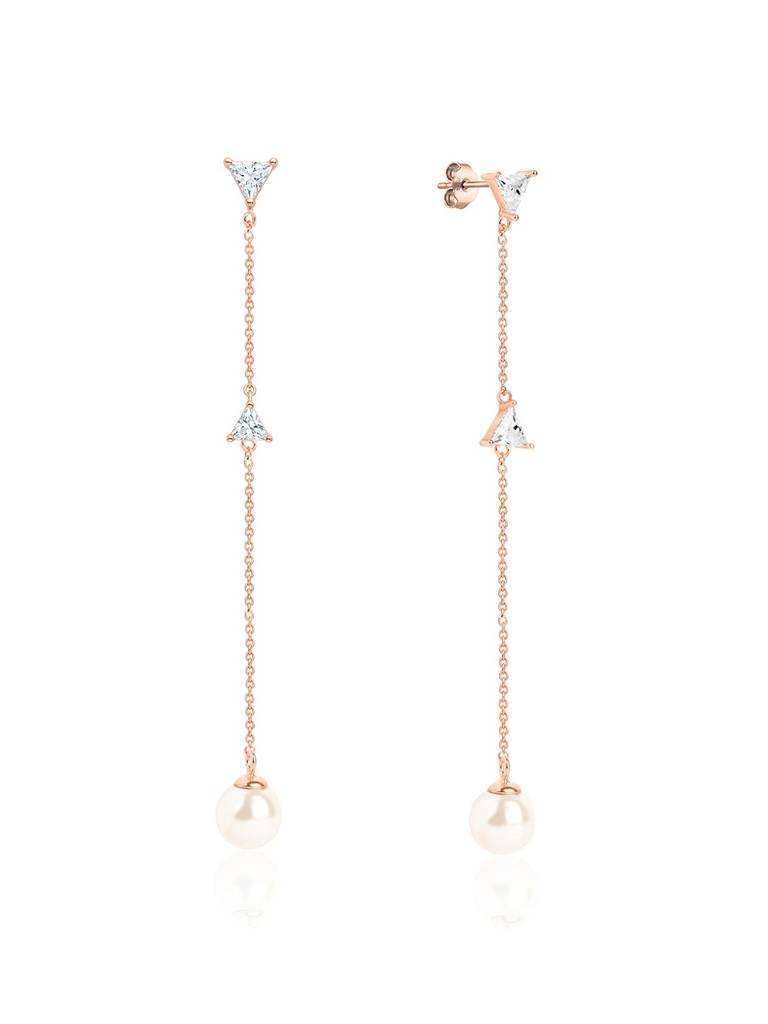 Pure 925 Silver Rose Trinity Pearl Drops : JKER2786